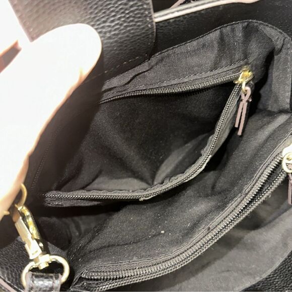 LC Black Pebbled Faux Leather Ingrid Mini Shopper Tote Crossbody Bag - Picture 7 of 16